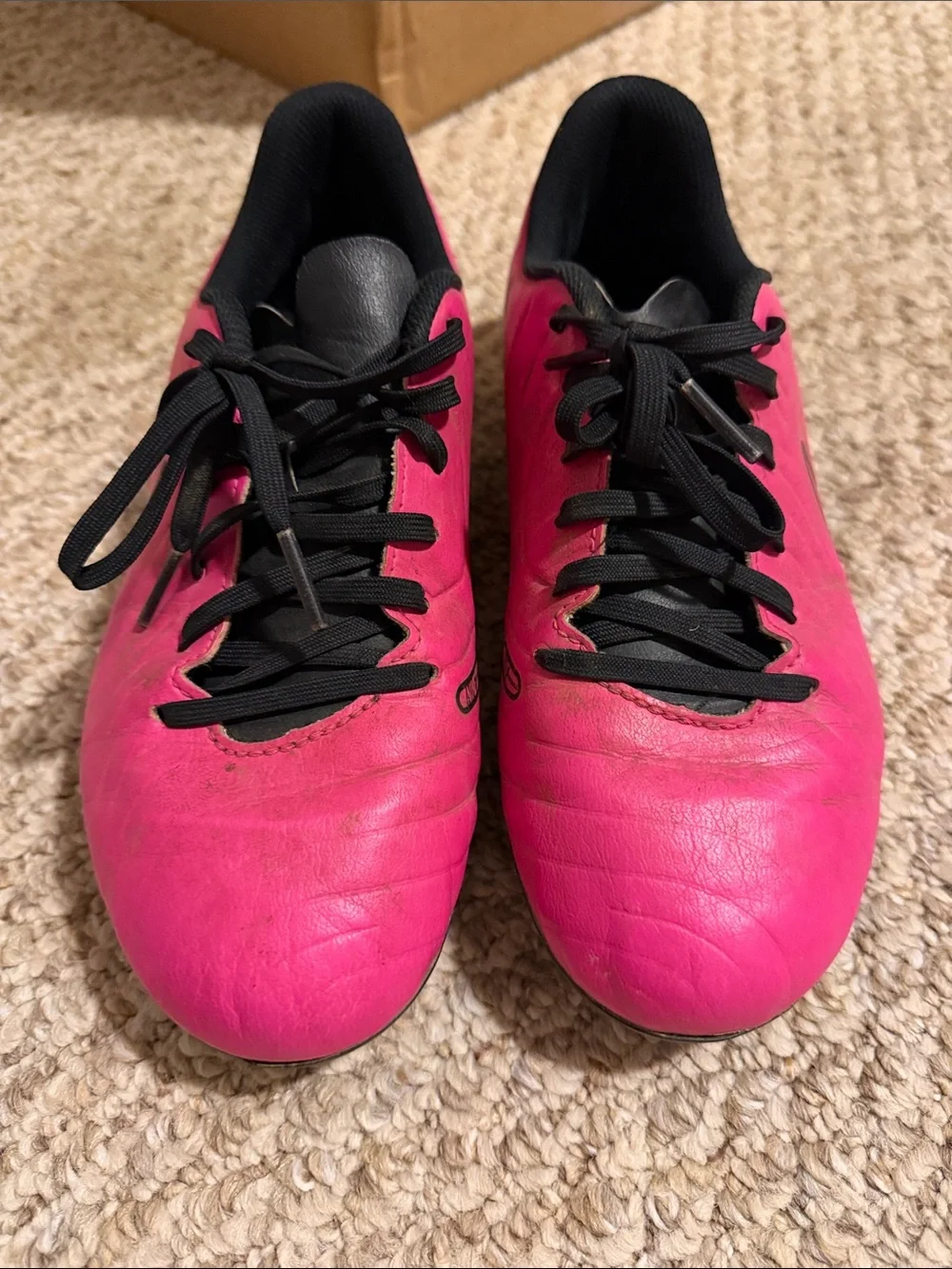 Nike Hot Pink and Black Soccer Cleats
